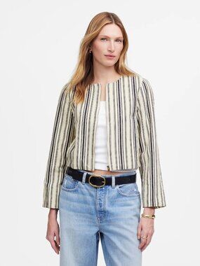 Madewell Crop Cardigan Jacket in Boardwalk Stripe Vintage, Size X-Small